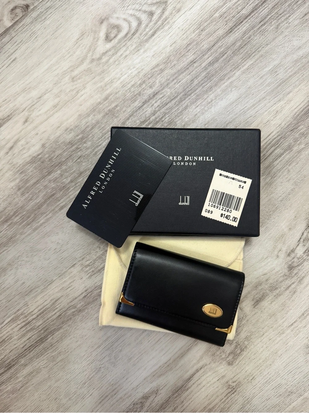 Vintage Alfred Dunhill London Black Leather 6-Key Case Gold Hardware - full set